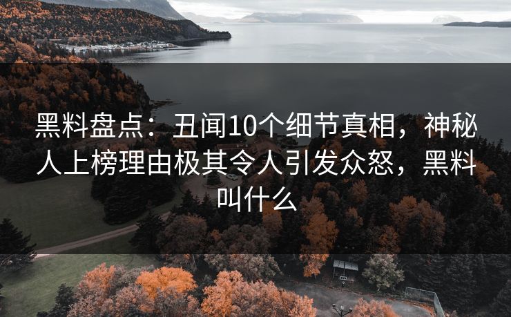 黑料盘点：丑闻10个细节真相，神秘人上榜理由极其令人引发众怒，黑料叫什么