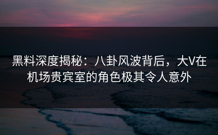 黑料深度揭秘：八卦风波背后，大V在机场贵宾室的角色极其令人意外