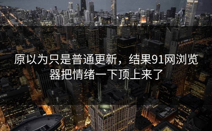 原以为只是普通更新，结果91网浏览器把情绪一下顶上来了