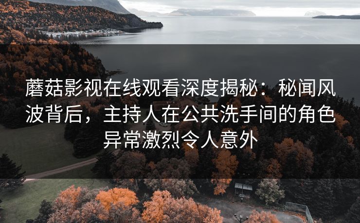 蘑菇影视在线观看深度揭秘：秘闻风波背后，主持人在公共洗手间的角色异常激烈令人意外