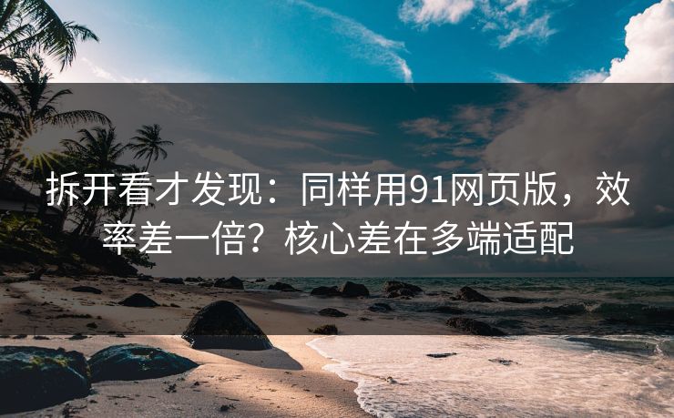 拆开看才发现:同样用91网页版,效率差一倍?核心差在多端适配 拆开看才发现:同样用91网页版,效率差一倍?核心差在多端适配